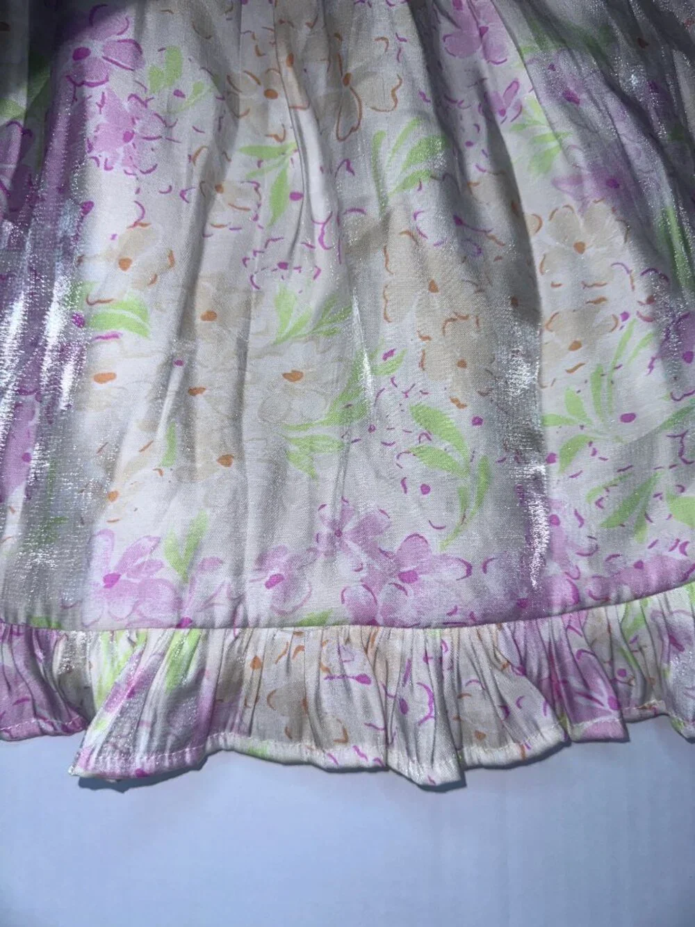 Catherine Malandrino satiny ruffle Floral pastel yellow pink Dress Size 7 Girls